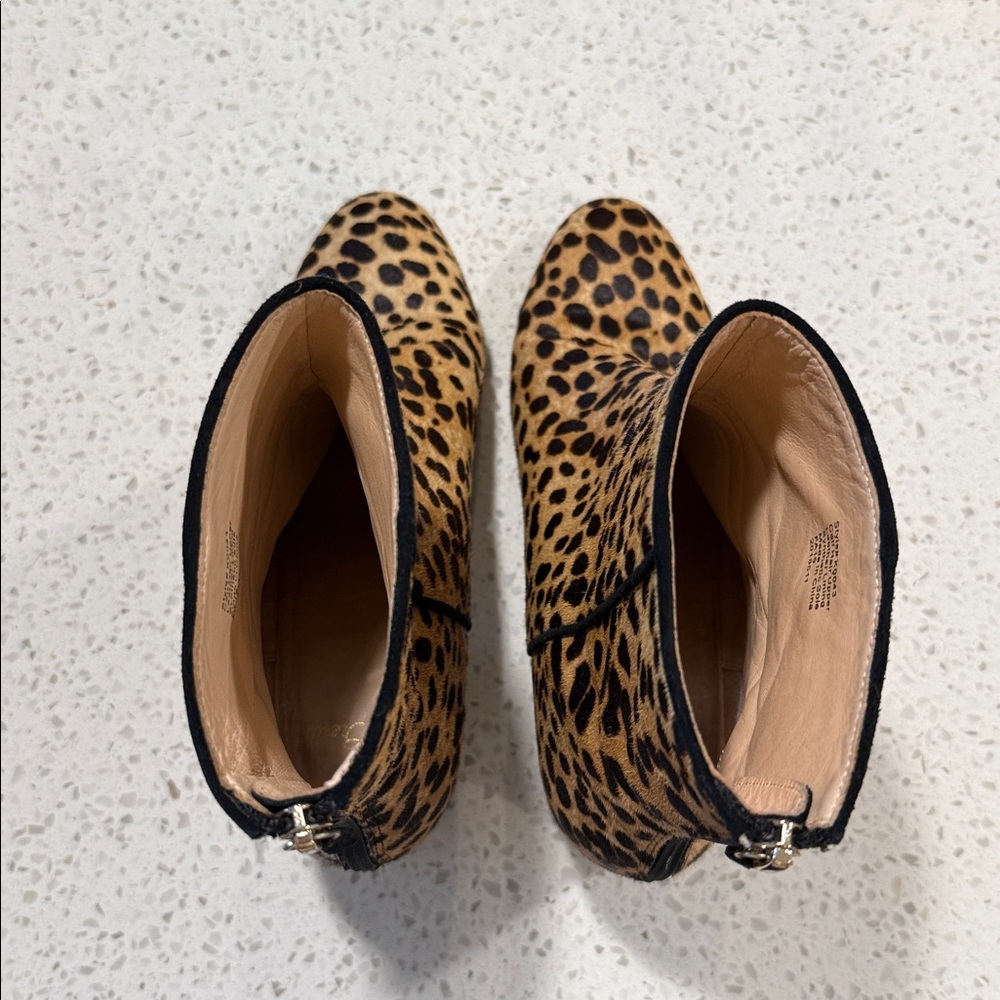 J. Crew Sadie Leopard Print Calf Hair Almond Toe Boots SZ 8.5 - Picture 4 of 7